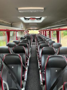 53 Seater Executive Coach interior - black leather interior