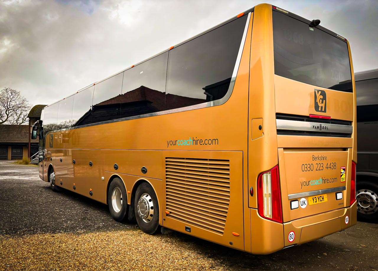View of the new Gold VIP Executive coach from the rear corner